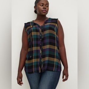 Torrid Multicolor Plaid Sleeveless Blouse